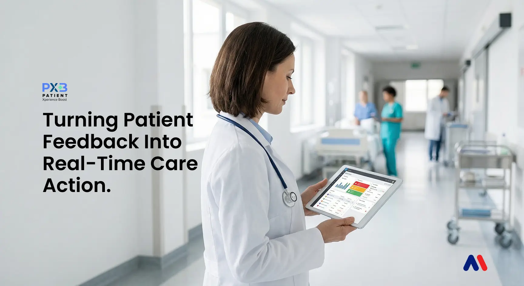 The doctor viewing patient records and insights of patients on a tablet device