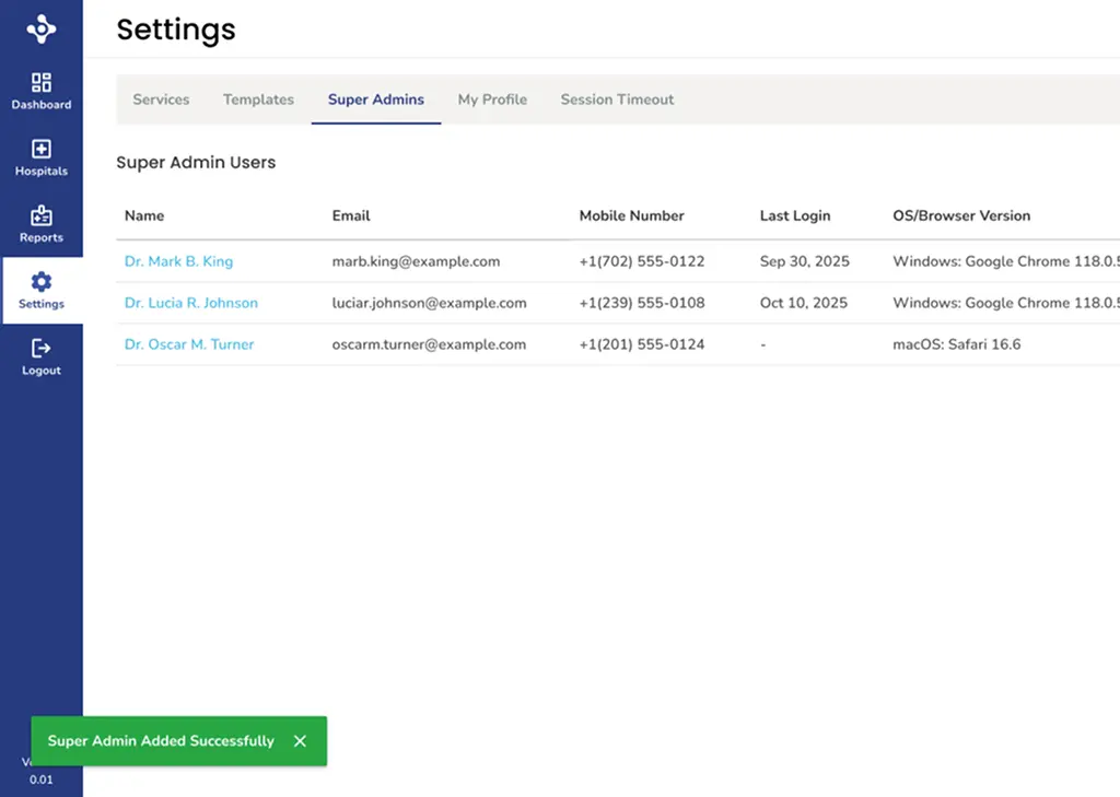 Assemblage Super Admin settings web view