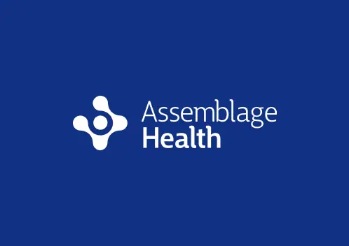 Assemblage Health logo on navy blue background