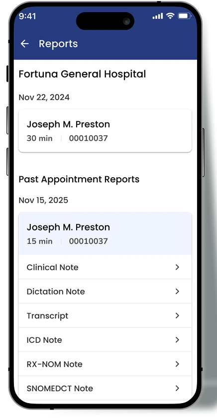 Assemblage Reports screen UI