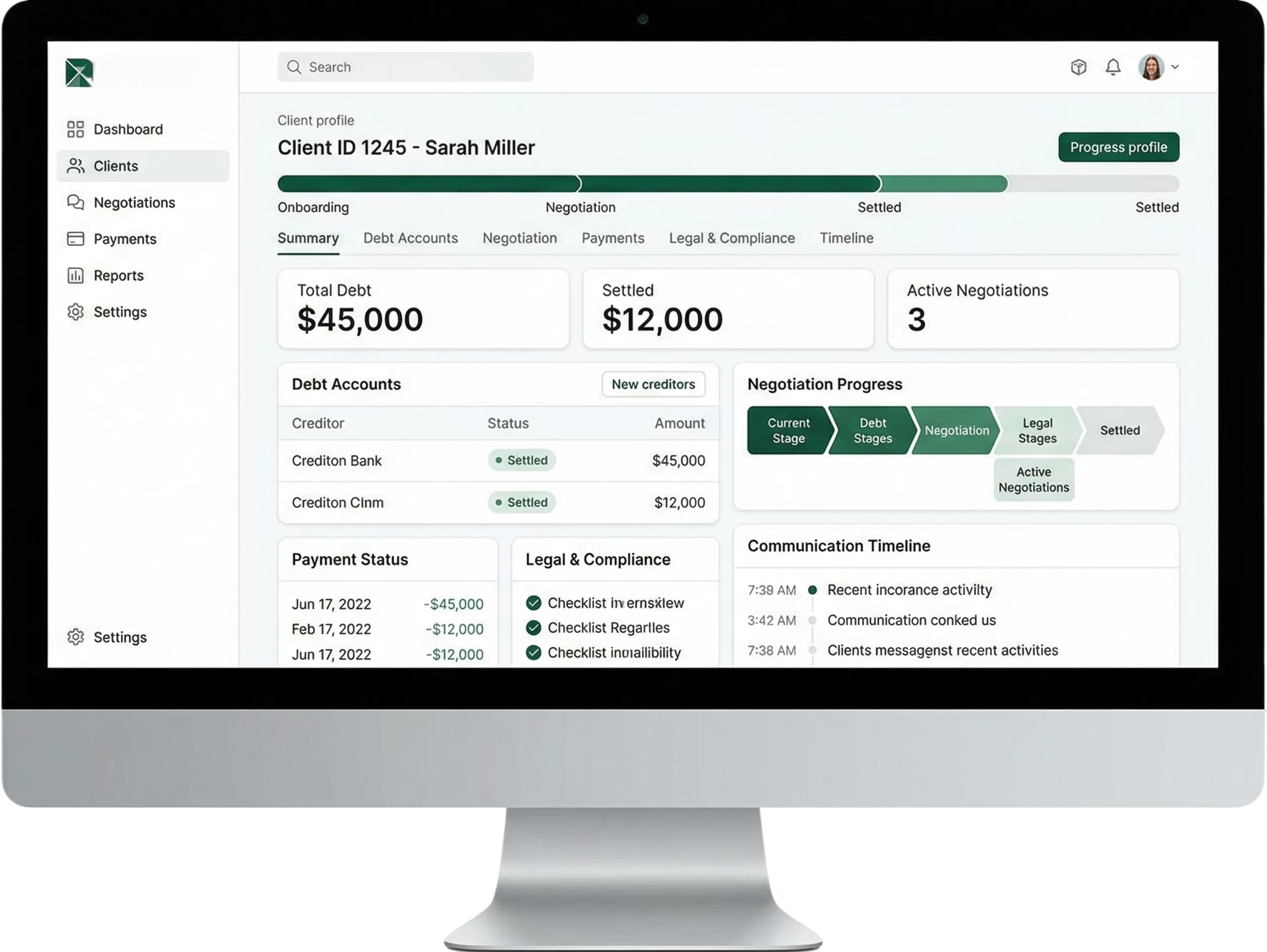 Debt Settlement Rule Driven Desktop