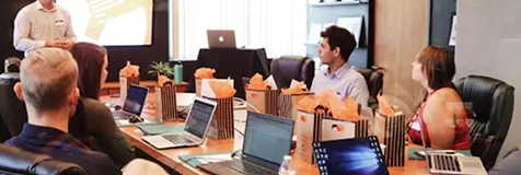 Corporate team participating in a professional training workshop